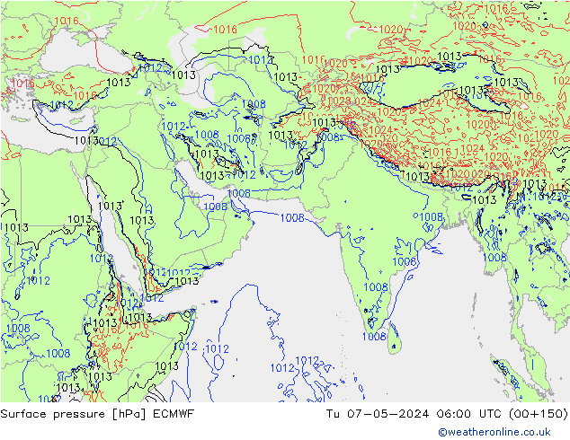 Atmosférický tlak ECMWF Út 07.05.2024 06 UTC