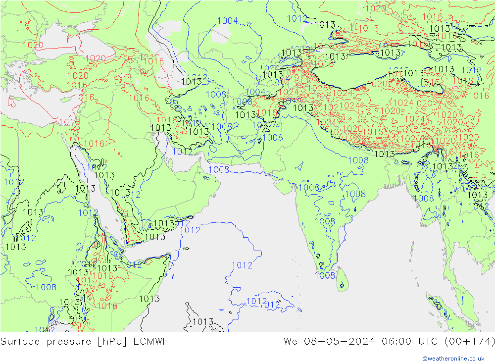 Yer basıncı ECMWF Çar 08.05.2024 06 UTC