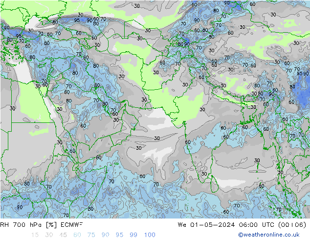 RH 700 hPa ECMWF St 01.05.2024 06 UTC