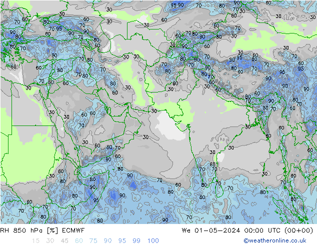 RH 850 hPa ECMWF St 01.05.2024 00 UTC