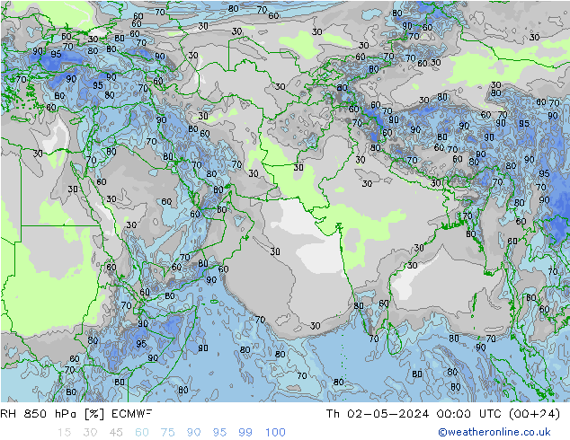 RV 850 hPa ECMWF do 02.05.2024 00 UTC