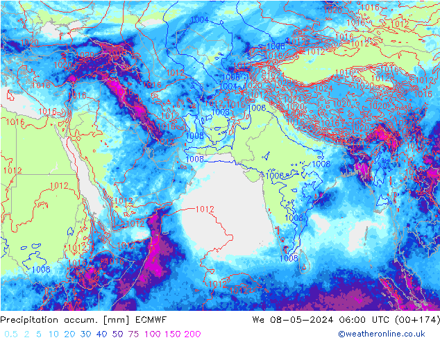 Totale neerslag ECMWF wo 08.05.2024 06 UTC