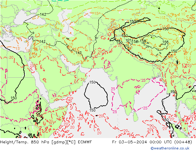 Z500/Yağmur (+YB)/Z850 ECMWF Cu 03.05.2024 00 UTC