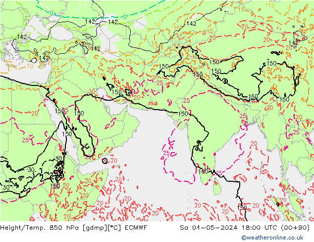 Z500/Rain (+SLP)/Z850 ECMWF Sa 04.05.2024 18 UTC