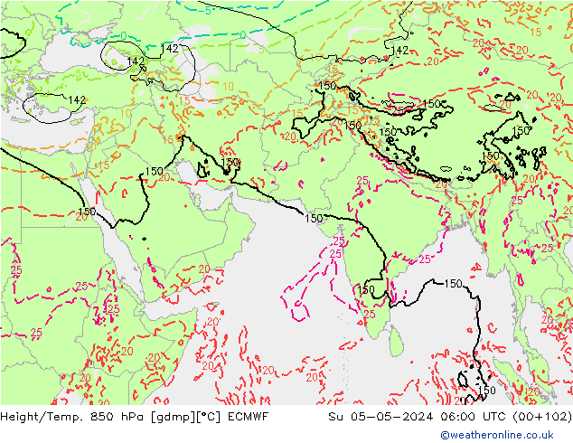 Z500/Rain (+SLP)/Z850 ECMWF Dom 05.05.2024 06 UTC