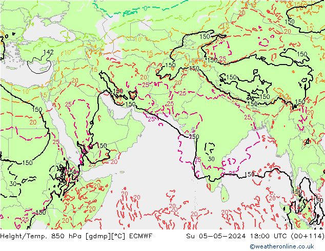 Z500/Rain (+SLP)/Z850 ECMWF Su 05.05.2024 18 UTC