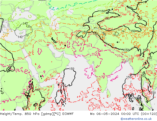 Height/Temp. 850 hPa ECMWF Mo 06.05.2024 00 UTC