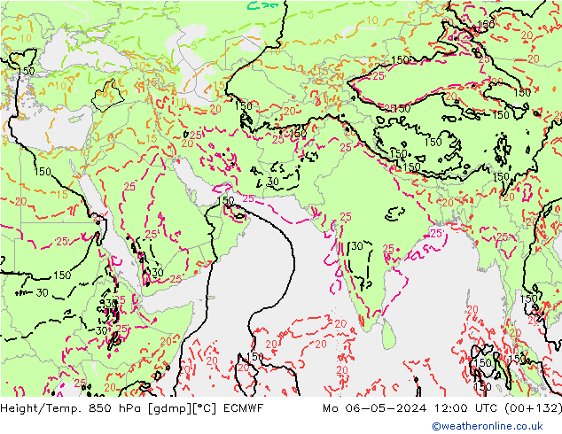 Z500/Rain (+SLP)/Z850 ECMWF пн 06.05.2024 12 UTC