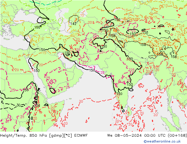 Z500/Rain (+SLP)/Z850 ECMWF mer 08.05.2024 00 UTC