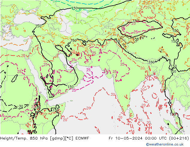 Z500/Rain (+SLP)/Z850 ECMWF Pá 10.05.2024 00 UTC