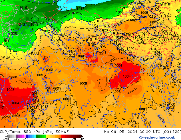 SLP/Temp. 850 hPa ECMWF Mo 06.05.2024 00 UTC