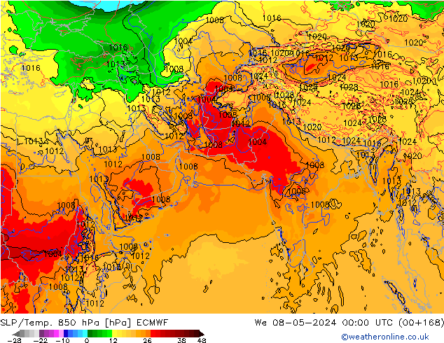 SLP/Temp. 850 hPa ECMWF We 08.05.2024 00 UTC