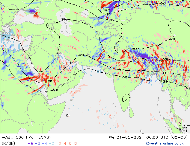 T-Adv. 500 hPa ECMWF We 01.05.2024 06 UTC