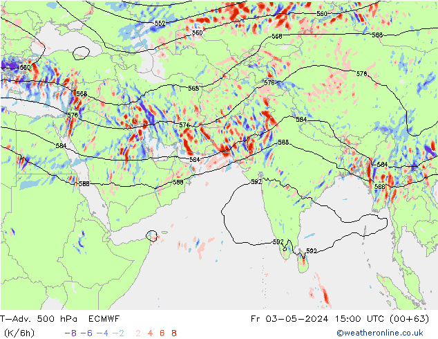 T-Adv. 500 гПа ECMWF пт 03.05.2024 15 UTC