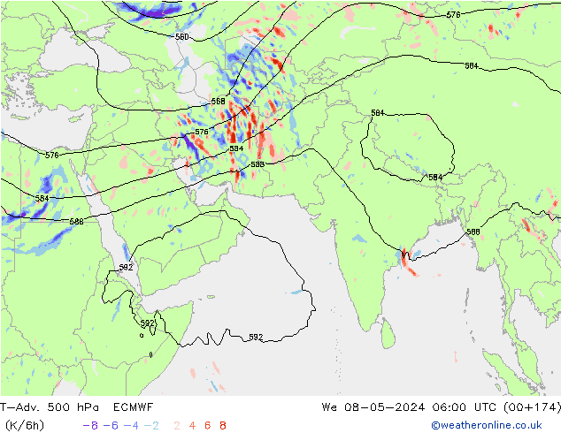 T-Adv. 500 hPa ECMWF wo 08.05.2024 06 UTC