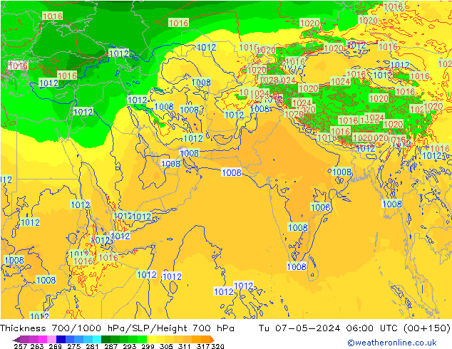 700-1000 hPa Kalınlığı ECMWF Sa 07.05.2024 06 UTC