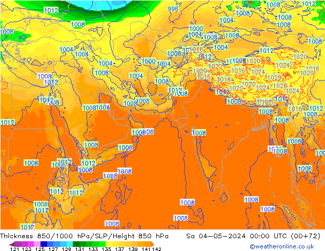 Thck 850-1000 hPa ECMWF So 04.05.2024 00 UTC