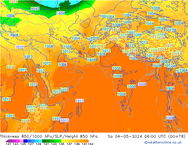 Thck 850-1000 hPa ECMWF Sa 04.05.2024 06 UTC