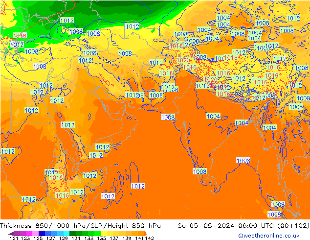 Thck 850-1000 hPa ECMWF Dom 05.05.2024 06 UTC