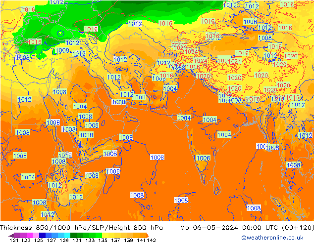 Thck 850-1000 hPa ECMWF Mo 06.05.2024 00 UTC