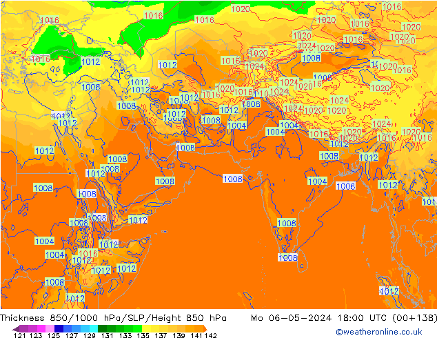 Thck 850-1000 hPa ECMWF lun 06.05.2024 18 UTC