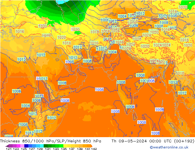 Thck 850-1000 hPa ECMWF Th 09.05.2024 00 UTC