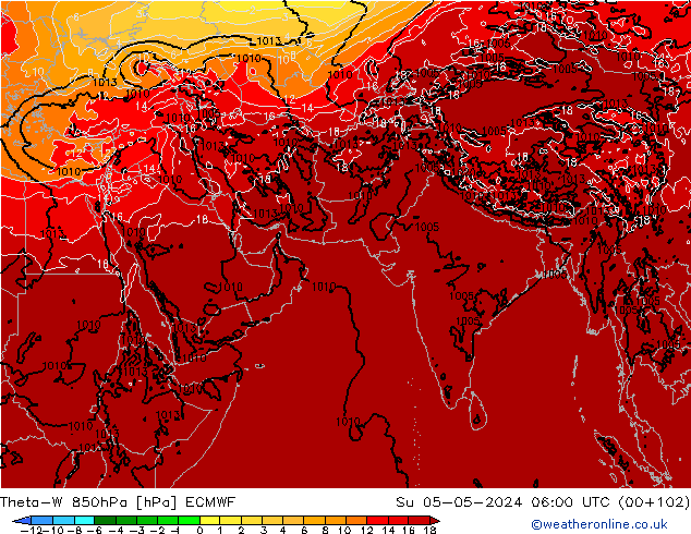 Theta-W 850hPa ECMWF nie. 05.05.2024 06 UTC