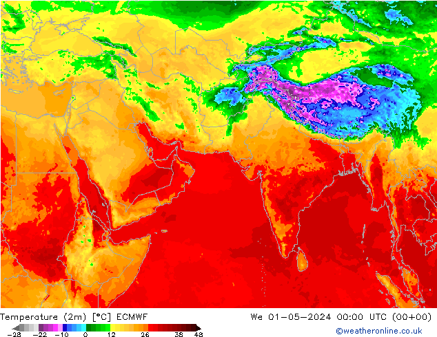 Temperature (2m) ECMWF We 01.05.2024 00 UTC