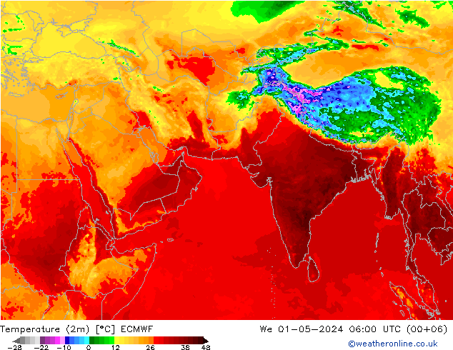 Temperature (2m) ECMWF We 01.05.2024 06 UTC