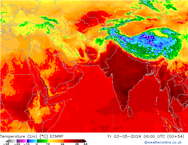 Temperature (2m) ECMWF Fr 03.05.2024 06 UTC