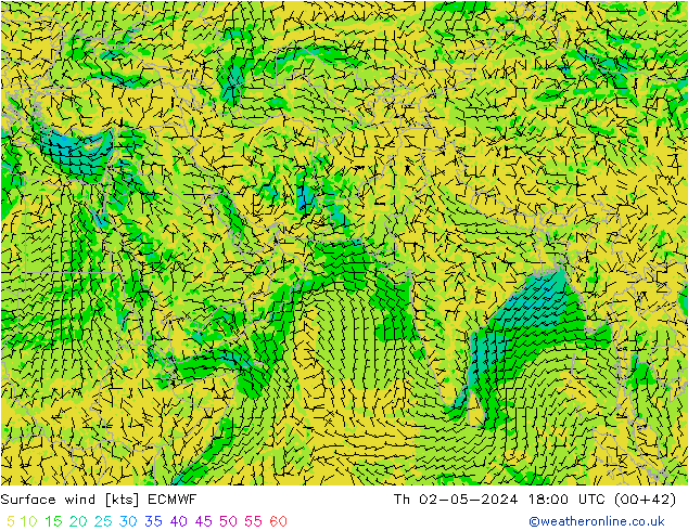 Surface wind ECMWF Th 02.05.2024 18 UTC