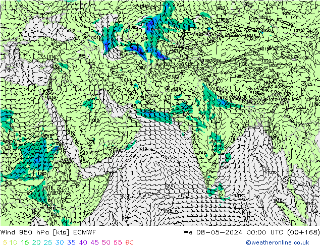 Wind 950 hPa ECMWF We 08.05.2024 00 UTC