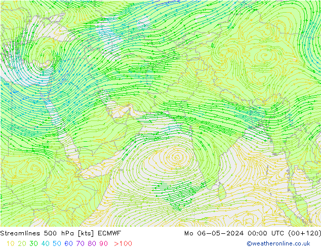 Streamlines 500 hPa ECMWF Mo 06.05.2024 00 UTC