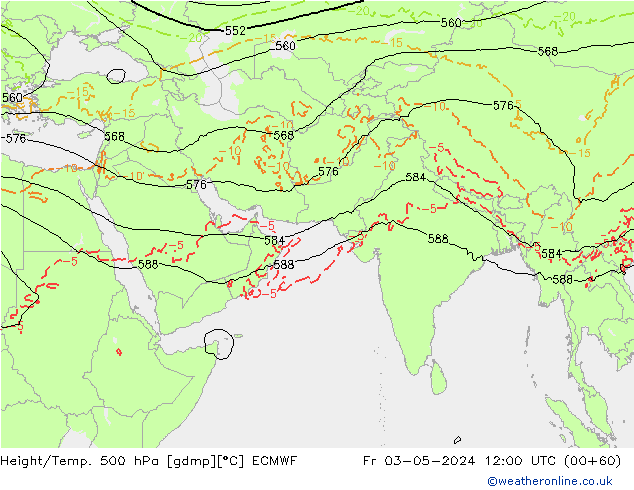 Z500/Yağmur (+YB)/Z850 ECMWF Cu 03.05.2024 12 UTC