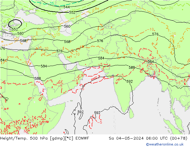 Z500/Rain (+SLP)/Z850 ECMWF sam 04.05.2024 06 UTC