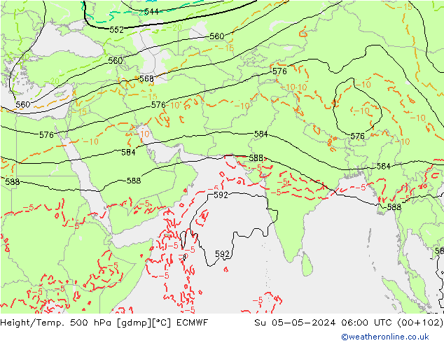 Height/Temp. 500 hPa ECMWF nie. 05.05.2024 06 UTC