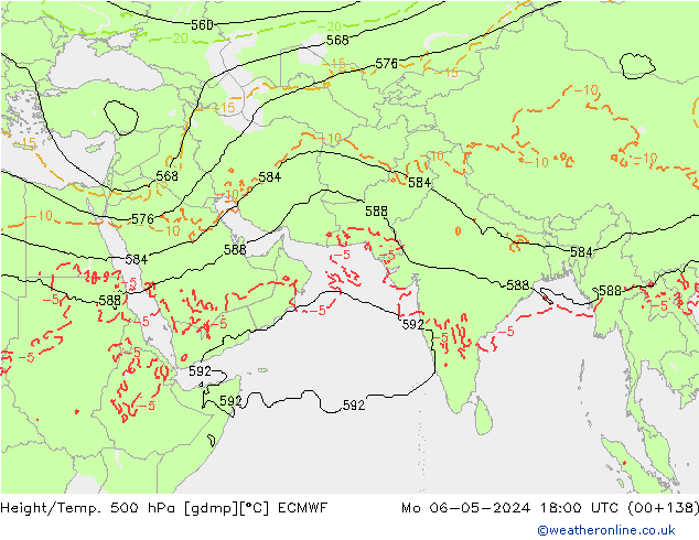 Z500/Rain (+SLP)/Z850 ECMWF Mo 06.05.2024 18 UTC