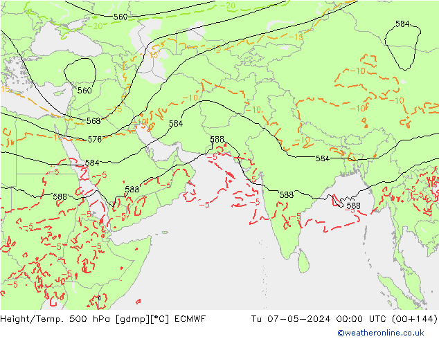 Z500/Rain (+SLP)/Z850 ECMWF Út 07.05.2024 00 UTC