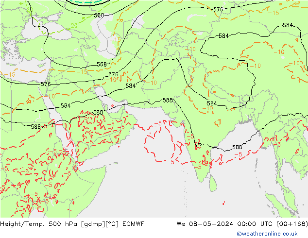 Z500/Rain (+SLP)/Z850 ECMWF Qua 08.05.2024 00 UTC