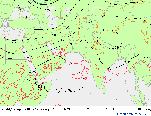 Z500/Rain (+SLP)/Z850 ECMWF mer 08.05.2024 06 UTC