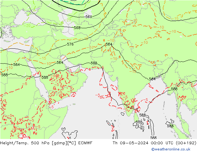 Z500/Rain (+SLP)/Z850 ECMWF Th 09.05.2024 00 UTC