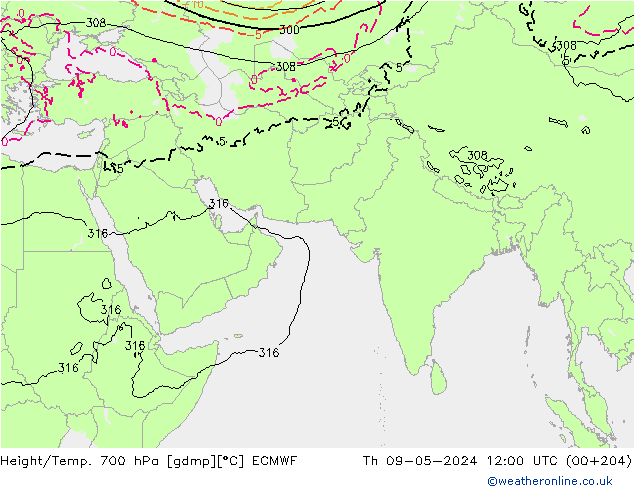 Height/Temp. 700 hPa ECMWF  09.05.2024 12 UTC