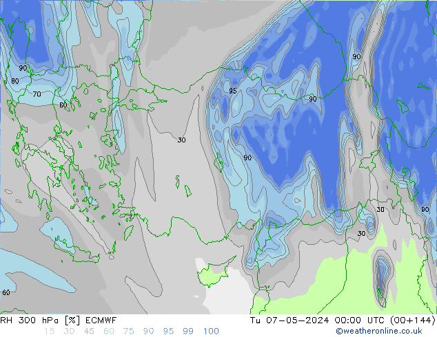 RH 300 hPa ECMWF  07.05.2024 00 UTC