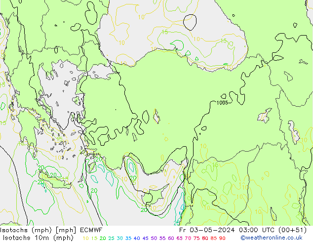 Isotachs (mph) ECMWF Fr 03.05.2024 03 UTC