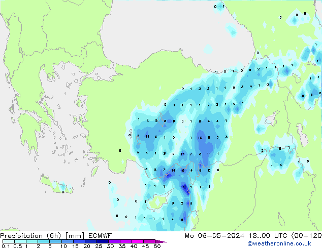 Precipitación (6h) ECMWF lun 06.05.2024 00 UTC