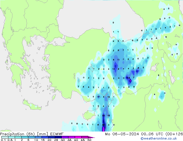 Z500/Yağmur (+YB)/Z850 ECMWF Pzt 06.05.2024 06 UTC