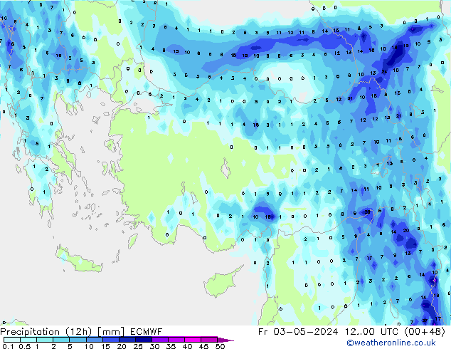 Yağış (12h) ECMWF Cu 03.05.2024 00 UTC