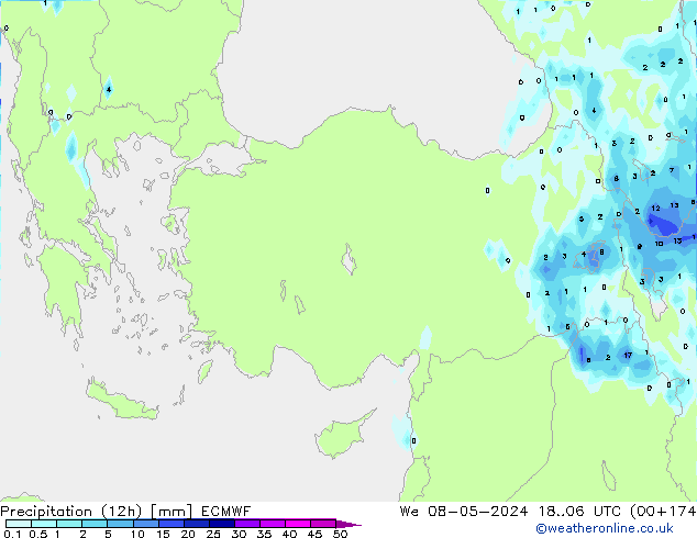 Yağış (12h) ECMWF Çar 08.05.2024 06 UTC