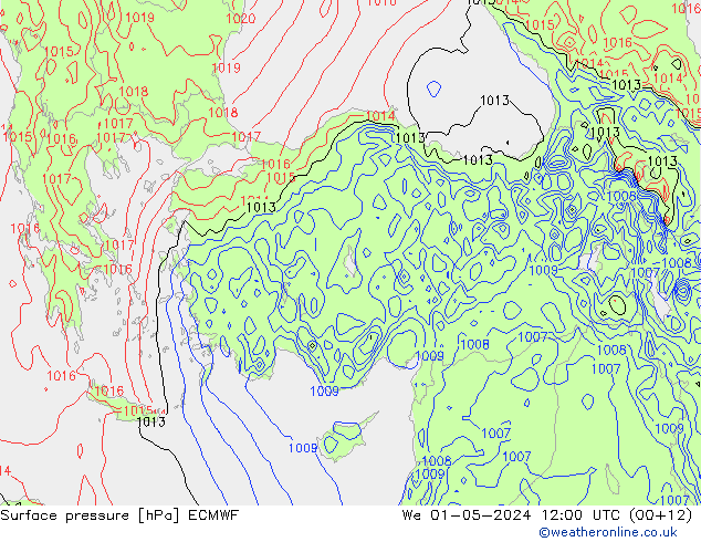 Pressione al suolo ECMWF mer 01.05.2024 12 UTC