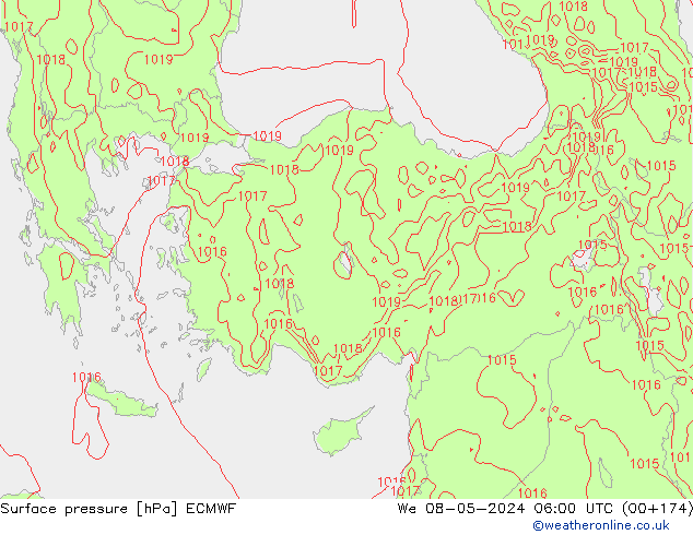 Atmosférický tlak ECMWF St 08.05.2024 06 UTC